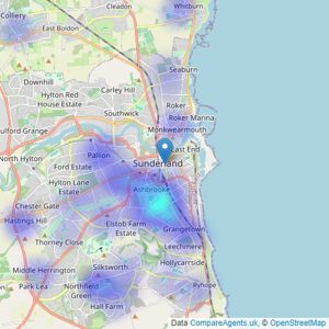 Martin & Co - Sunderland listings heatmap