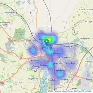 Martin & Co - Tamworth listings heatmap