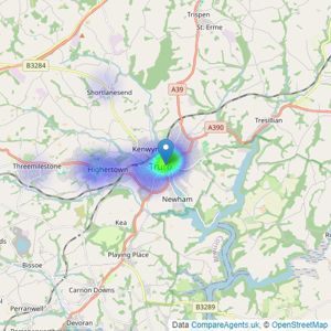 Martin & Co - Truro listings heatmap