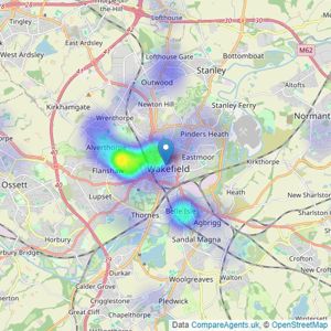 Martin & Co - Wakefield listings heatmap