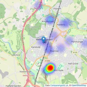 Martin & Co - Welwyn listings heatmap