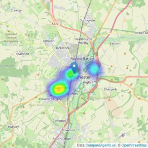 Martin & Co - Winchester listings heatmap