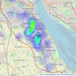 Martin & Co - Wirral Bebington listings heatmap