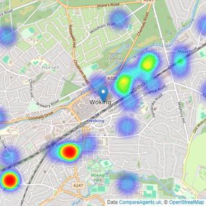 Martin & Co - Woking listings heatmap