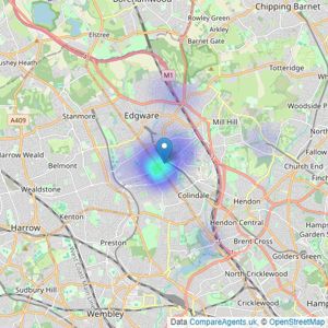 Maxwell Estates - Edgware listings heatmap