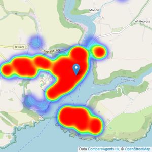 May Whetter & Grose - Fowey listings heatmap