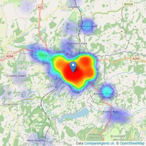 Mayhew Estates - East Grinstead listings heatmap