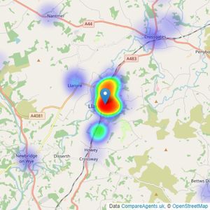 McCartneys LLP - Llandrindod Wells listings heatmap