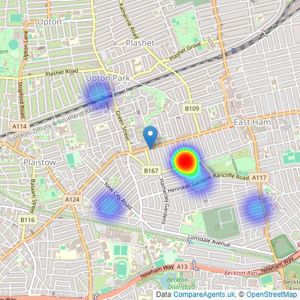 McDowalls - East Ham listings heatmap