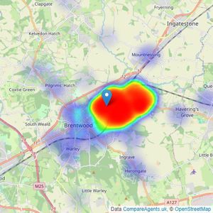 Meacock & Jones - Shenfield listings heatmap