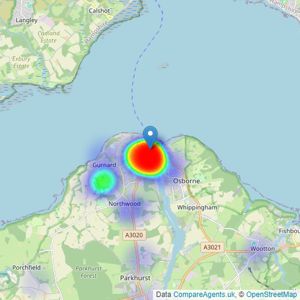 Megan Baker Estate Agents - Cowes listings heatmap