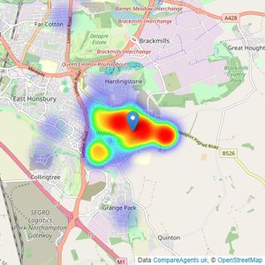 Merry's Estate Agents - Wootton listings heatmap