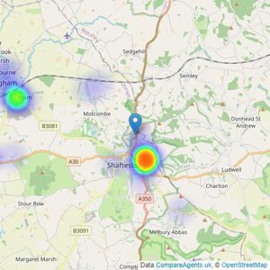 Meyers Estate Agents - Shaftesbury listings heatmap