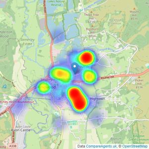 Meyers Estates - Ringwood & Verwood listings heatmap