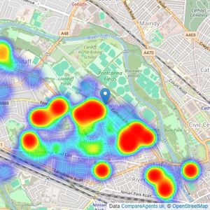 MGY - Pontcanna listings heatmap