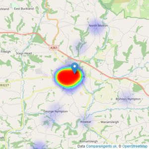 Michael Adey Property - South Molton listings heatmap