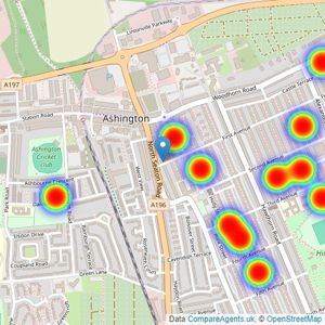 Mike Rogerson Estate Agents - Ashington listings heatmap