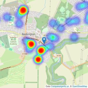 Mike Rogerson Estate Agents - Bedlington listings heatmap