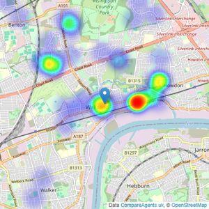 Mike Rogerson Estate Agents - Wallsend listings heatmap