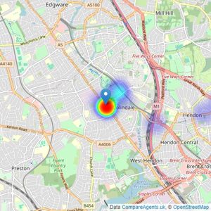 Mile - Colindale listings heatmap