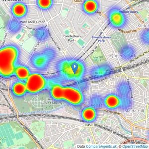 Mile - Kensal Rise listings heatmap