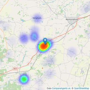 Millbank Estate Agents - Attleborough listings heatmap