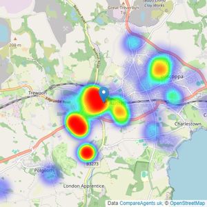 Miller Countrywide - St Austell listings heatmap