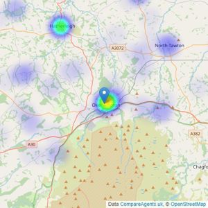 Miller Town & Country - Okehampton listings heatmap