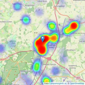 Millers Estate Agents - Epping listings heatmap