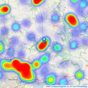 Minors & Brady - Wroxham listings heatmap