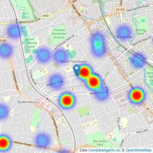 Mischa & Co - Edgware listings heatmap