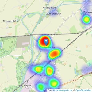 MJK Estate Agents - Doncaster listings heatmap