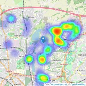 Moginie James - Cyncoed listings heatmap