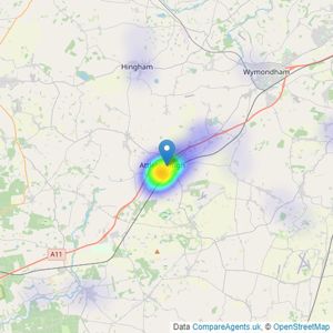 Moneyproperties - Attleborough listings heatmap