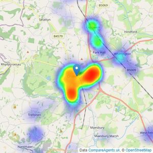 Monks Estate & Letting Agents - Oswestry listings heatmap