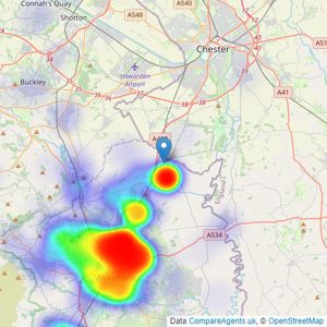 Monopoly Estate Agents - Rossett listings heatmap