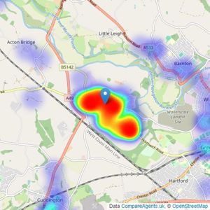 Morgans Of Cheshire - Weaverham listings heatmap