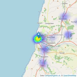 Morris Marshall & Poole - Aberystwyth listings heatmap