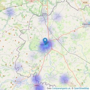 Morris Marshall & Poole - Oswestry listings heatmap