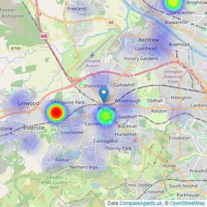 Movewise Estate Agents - Paisley listings heatmap