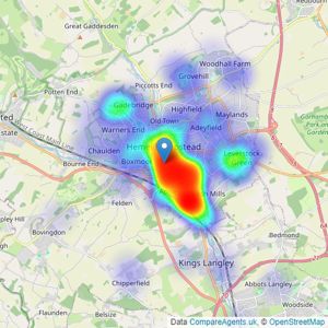 Mulburries - Hemel Hempstead listings heatmap