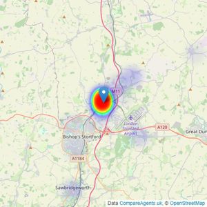 Murdochs Property Shop - Stansted listings heatmap