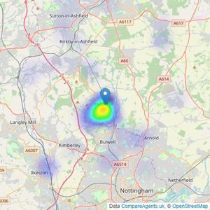 Need 2 View - Nottingham listings heatmap