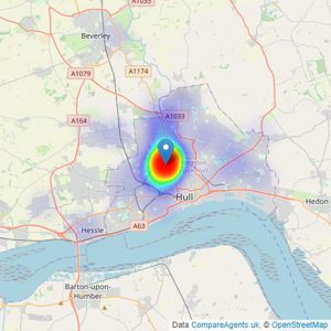 Neil Kaye Estate Agents - Hull listings heatmap