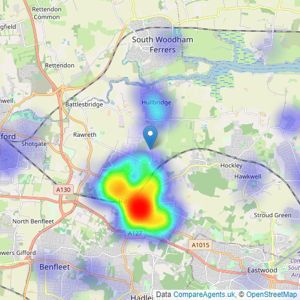 Nest in Essex - Rayleigh listings heatmap