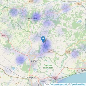 Neville & Neville Estate Agents - Cowbeech listings heatmap