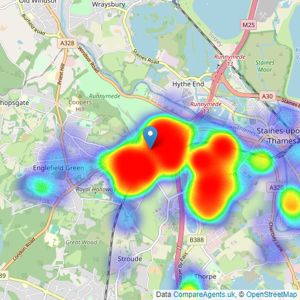 Nevin and Wells Residential - Egham listings heatmap