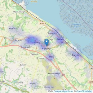 Newsome Homes - Holywell listings heatmap