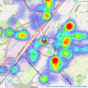 Newton Fallowell - Burton on Trent listings heatmap