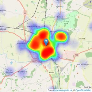 Newton Fallowell - Grantham listings heatmap